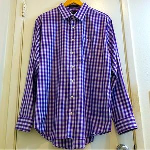 Nordstrom Men’s Shop Plaid Button-Up Shirt Trim Fit Wrinkle Free Size 17 34/35.